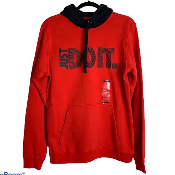 Nike Other - NEW Nike just do it red black hooded sweatshirt